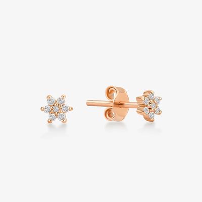 925 Sterling Silver Artigianale 18K Dorato Placcato Semplicemente Bianco CZ Fiore Orecchino Magnetico