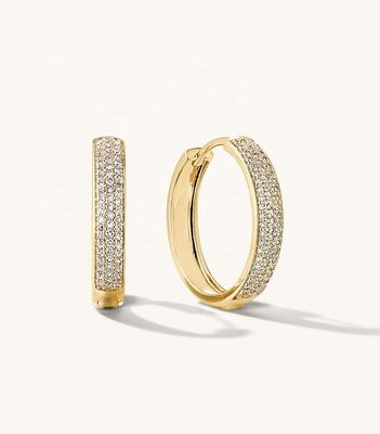 18K oro placcato Micron Pave Huggies 925 Sterling Argento orecchini femminili