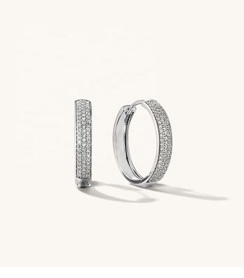 18K oro placcato Micron Pave Huggies 925 Sterling Argento orecchini femminili