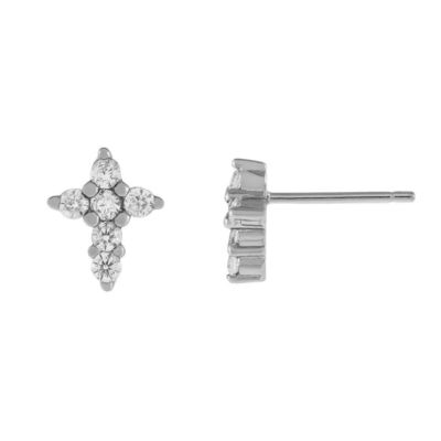 Orecchini in oro 18K Micron Pave Cross Stud in 925 Sterling Silver per ragazze