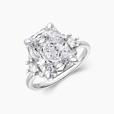18K oro placcato pietra principale CZ Vintage matrimonio 925 Sterling anello d'argento per le ragazze