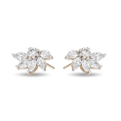 925 Orecchini a fiore d'argento OEM CZ Orecchini a fiore placcati in oro