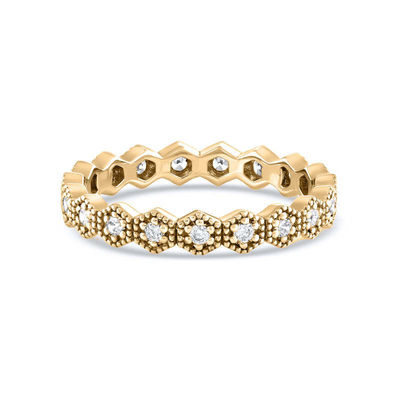 Moderno Eternity Forma Geometrica Cubica Zirconia Anello Impilabile per Donne