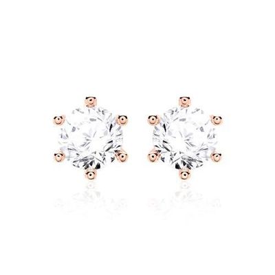 6 artigli Bianco CZ Orecchini 925 Sterling Silver 18K Cubic Zirconia Orecchini Stud