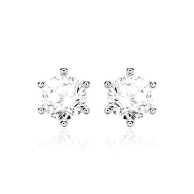 6 artigli Bianco CZ Orecchini 925 Sterling Silver 18K Cubic Zirconia Orecchini Stud