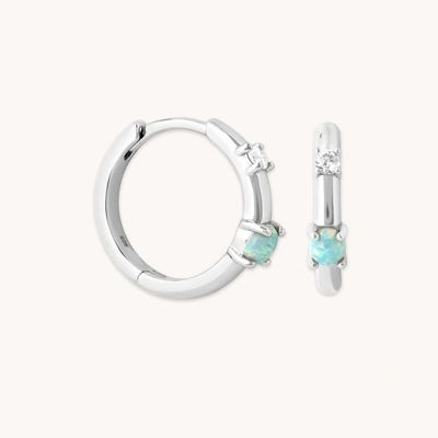 Mystic 18K Gold Plated Opal Hoops 925 Sterling Silver Nuovi Huggies Orecchini di Moda