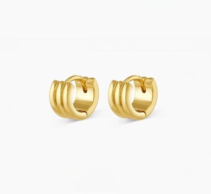 Moda Donna Acciaio Inossidabile Huggie Orecchini Polacco 18K Gold Plated Loops