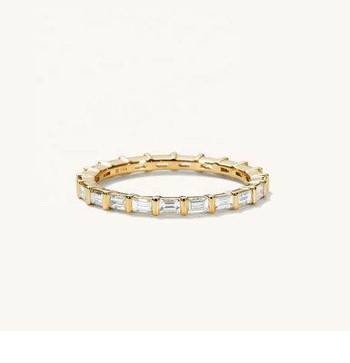 Anello bianco CZ 925 Sterling Silver Baguette Eternity Band Anello