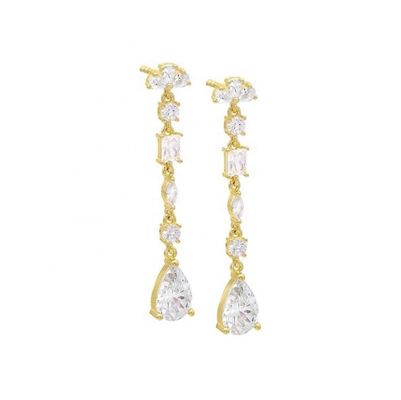 Ispirazione religiosa S925 Sterling Silver Gemstone Drop Earrings in 18K Gold Plating