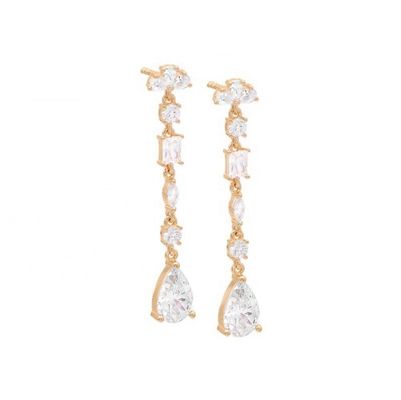 Ispirazione religiosa S925 Sterling Silver Gemstone Drop Earrings in 18K Gold Plating