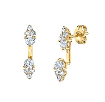 Cluster di zircone bianco cubo diamante giacca di striscia orecchini 925 18K oro placcato