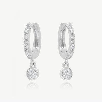 18K oro placcato S925 argento Mini Huggies singolo Bezel petto anelli orecchini per donne