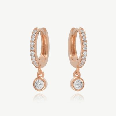 18K oro placcato S925 argento Mini Huggies singolo Bezel petto anelli orecchini per donne