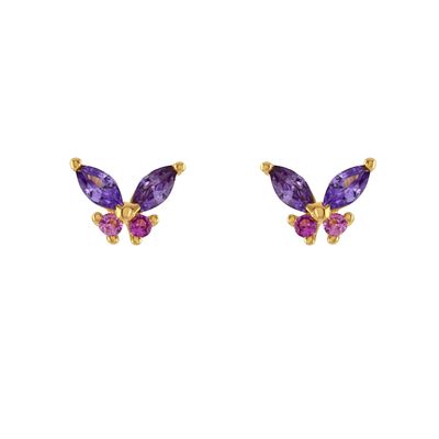 18K Oro Marquise Taglio Turchese CZ 925 Sterling Silver Butterfly Stud orecchini per donne