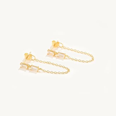 Vendita Baguette Cubico Zircon Threader Stud Orecchino Gioielli 925 Sterling Silver per Donne