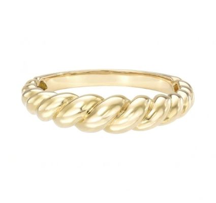Splendente oro barocco 14 carati Tritura 925 argento sterling Anello femminile Gioielli senza macchia