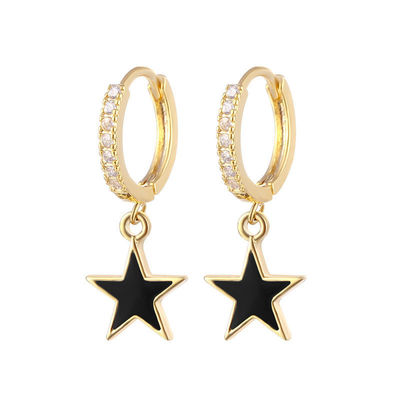 Orecchini colorati in gomma di stella di smalto Orecchini in argento 925 sterling