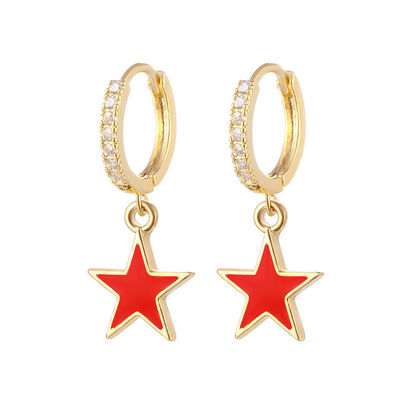 Orecchini colorati in gomma di stella di smalto Orecchini in argento 925 sterling