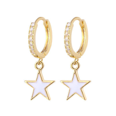 Orecchini colorati in gomma di stella di smalto Orecchini in argento 925 sterling