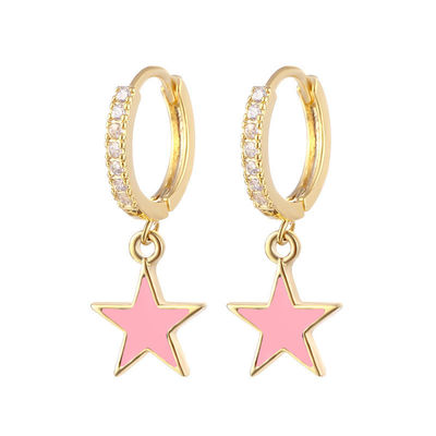 Orecchini colorati in gomma di stella di smalto Orecchini in argento 925 sterling