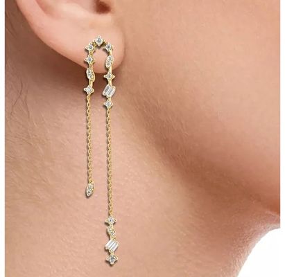 2024 Orecchini brasiliani in oro con catena a goccia Donna 925 Orecchini in argento sterling