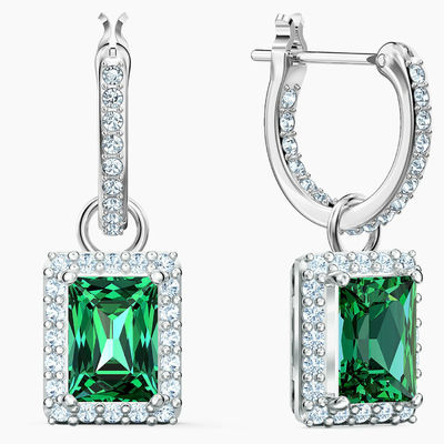 Green CZ Diamond 925 Sterling Silver Classic Luxury Hoop Earrings per donna di moda