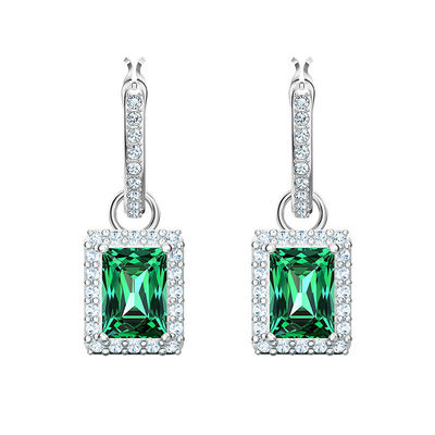 Green CZ Diamond 925 Sterling Silver Classic Luxury Hoop Earrings per donna di moda