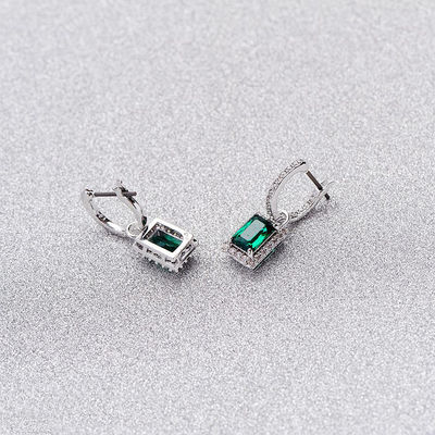 Green CZ Diamond 925 Sterling Silver Classic Luxury Hoop Earrings per donna di moda