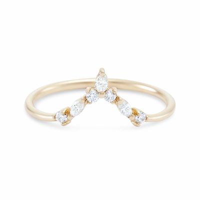 Anelli a forma di V con cerchiera e marchiese bianco CZ in argento sterling 925