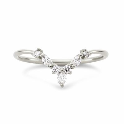 Anelli a forma di V con cerchiera e marchiese bianco CZ in argento sterling 925