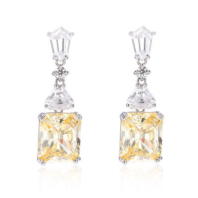 Orecchini gialli CZ in goccia Orecchini in goccia in zirconia 925 in oro bianco
