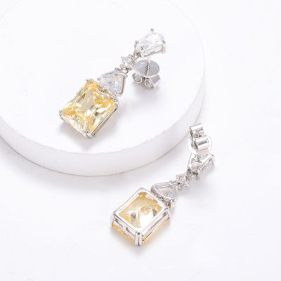 Orecchini gialli CZ in goccia Orecchini in goccia in zirconia 925 in oro bianco