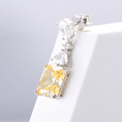 Orecchini gialli CZ in goccia Orecchini in goccia in zirconia 925 in oro bianco