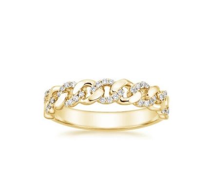 Micron Pave CZ 18K Gold Plated Stacking Chain Link 925 Sterling Silver Anelli femminili