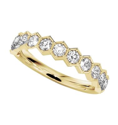 US5-US11 Honeycomb Wedding Band Placcata in oro 925 Sterling Silver Ring