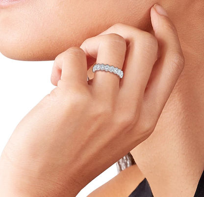 US5-US11 Honeycomb Wedding Band Placcata in oro 925 Sterling Silver Ring