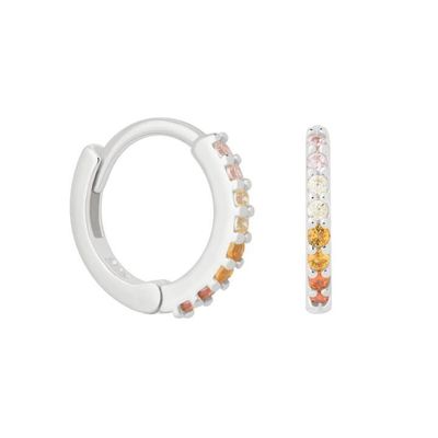 ODM 925 Sterling Silver Hoop orecchini Medi con piccole 18K Vermeil Gold Plating