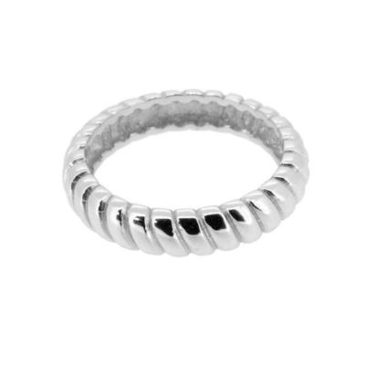 Larghezza 6 mm Anello di fidanzamento in argento 18K Oro di rodio Colore Twist Anello in argento