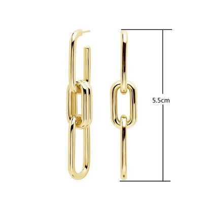 Orecchini a catena lunga con logo personalizzato in argento dorato