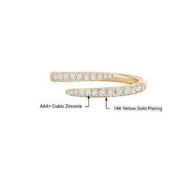 14K oro placcato Cubico Zirconia Open Twist Eternity Band Anello ECO Friendly