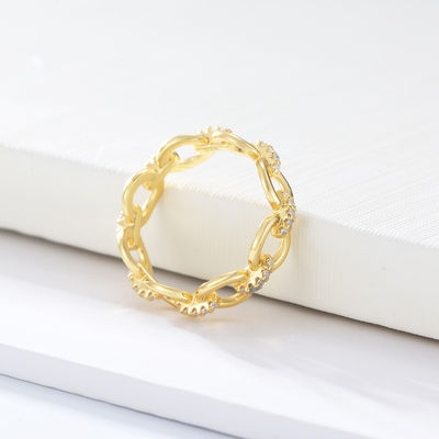 Delicata forma di catena CZ diamanti anelli eternità 925 sterling argento per gioielli da uomo