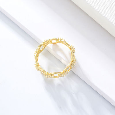 Delicata forma di catena CZ diamanti anelli eternità 925 sterling argento per gioielli da uomo