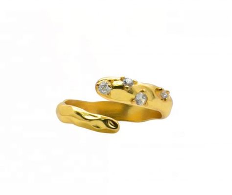 Dimensione 4-10 CZ Anello di pietra 18K Oro Serpente aperto 925 Sterling Silver Anelli per animali