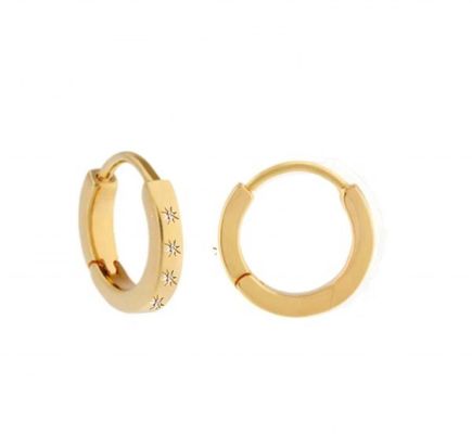 Orecchini di stile 14K oro Vermeil Star Set diamanti abbracciare cerchi per lo stile senza sforzo