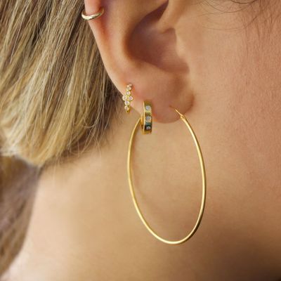 Orecchini di stile 14K oro Vermeil Star Set diamanti abbracciare cerchi per lo stile senza sforzo