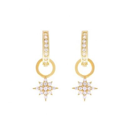 925 Sterling Silver Mini Starburst Pave CZ Huggie orecchini con spedizione veloce e sicura