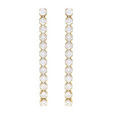 Fidanzamento Occasione Rodio Placcato 925 Sterling Silver Glittery Tennis Chain Drop Orecchini