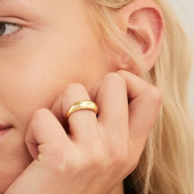 Eternity Band Anelli Brasiliani 18K Oro Gioielli Stella 925 Sterling Silver Dome Anello Donne