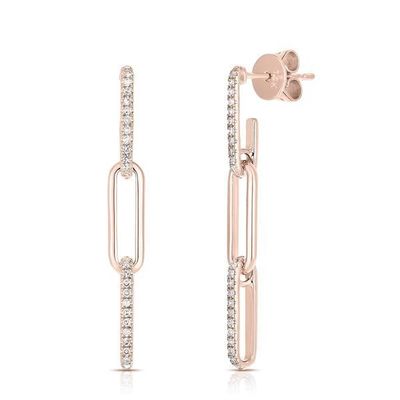 Retro Paperclip Rectangle Chain Orecchini in 925 Sterling Silver per la serata delle signore