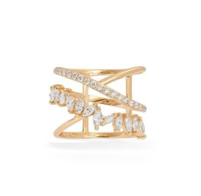 Dichiarazione del partito Piatto Sterling Silver Rhodium Plated Zig Zag Anello Diamante Per Donne